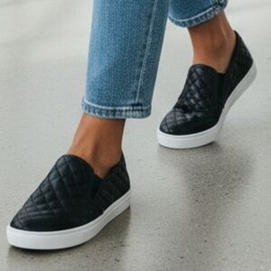 Steve Madden Black Quilted Slip-On Sneakers